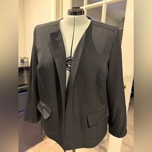 Kasper Womens Plus Black Open Front Blazer Jacket 24w